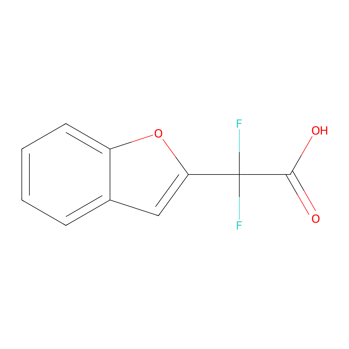 2-(1-Benzofuran-2-yl)-2,2-difluoroacetic acid molecular structure, CAS 1595771-10-0