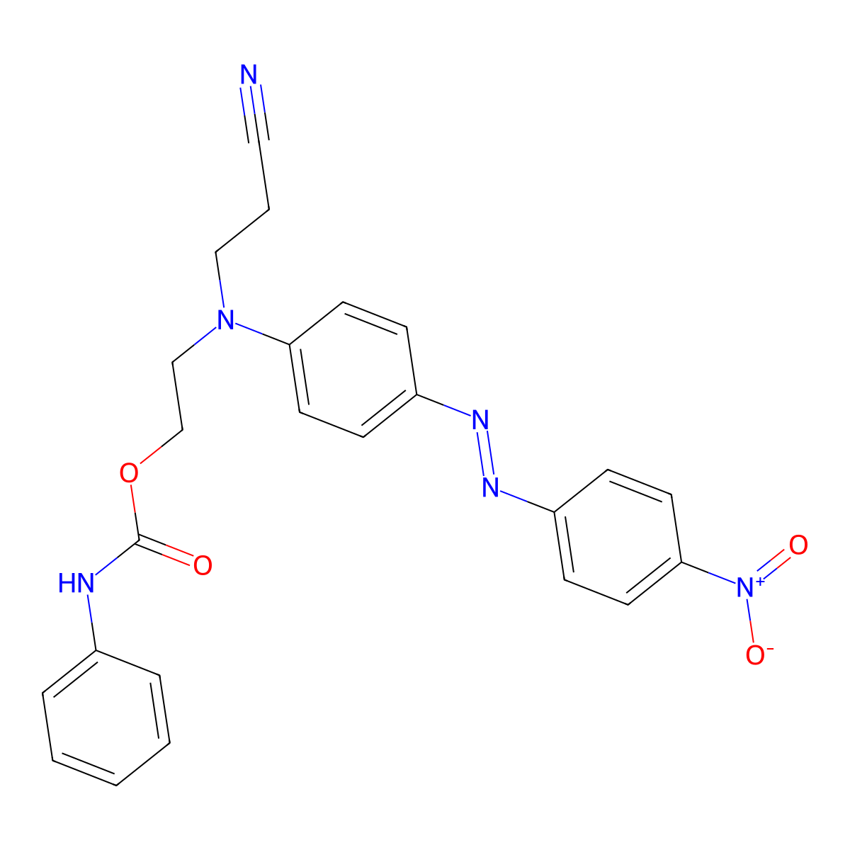 2-((2-Cyanoethyl)(p-((p-nitrophenyl)azo)phenyl)amino)ethyl carbanilate molecular structure, CAS 15958-27-7