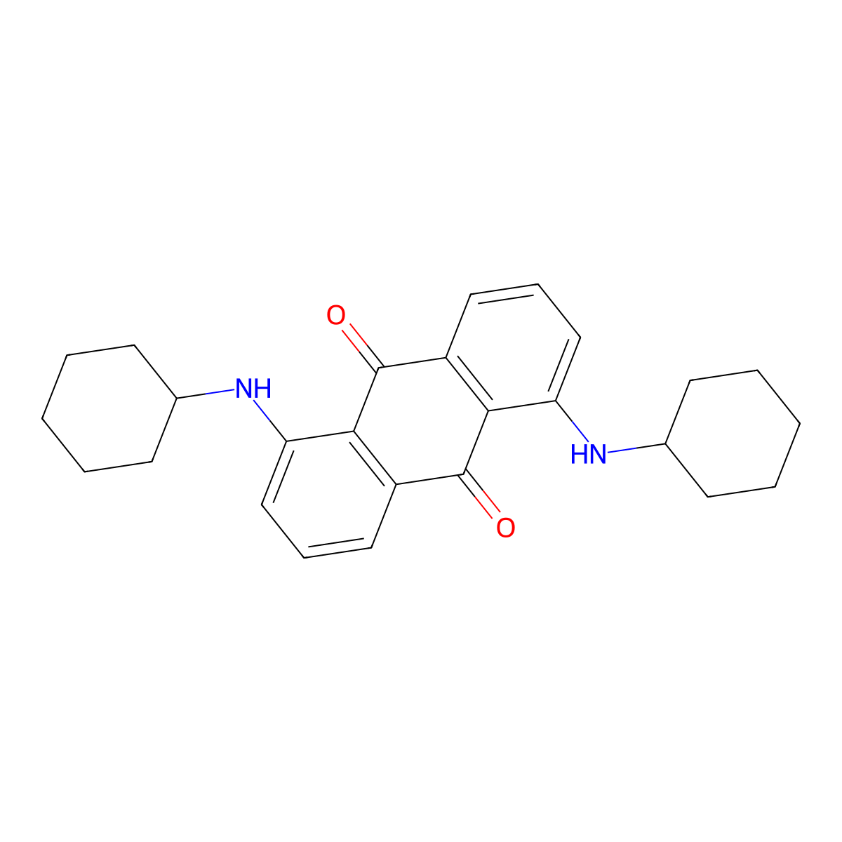 9,10-Anthracenedione, 1,5-bis(cyclohexylamino)- molecular structure, CAS 15958-68-6
