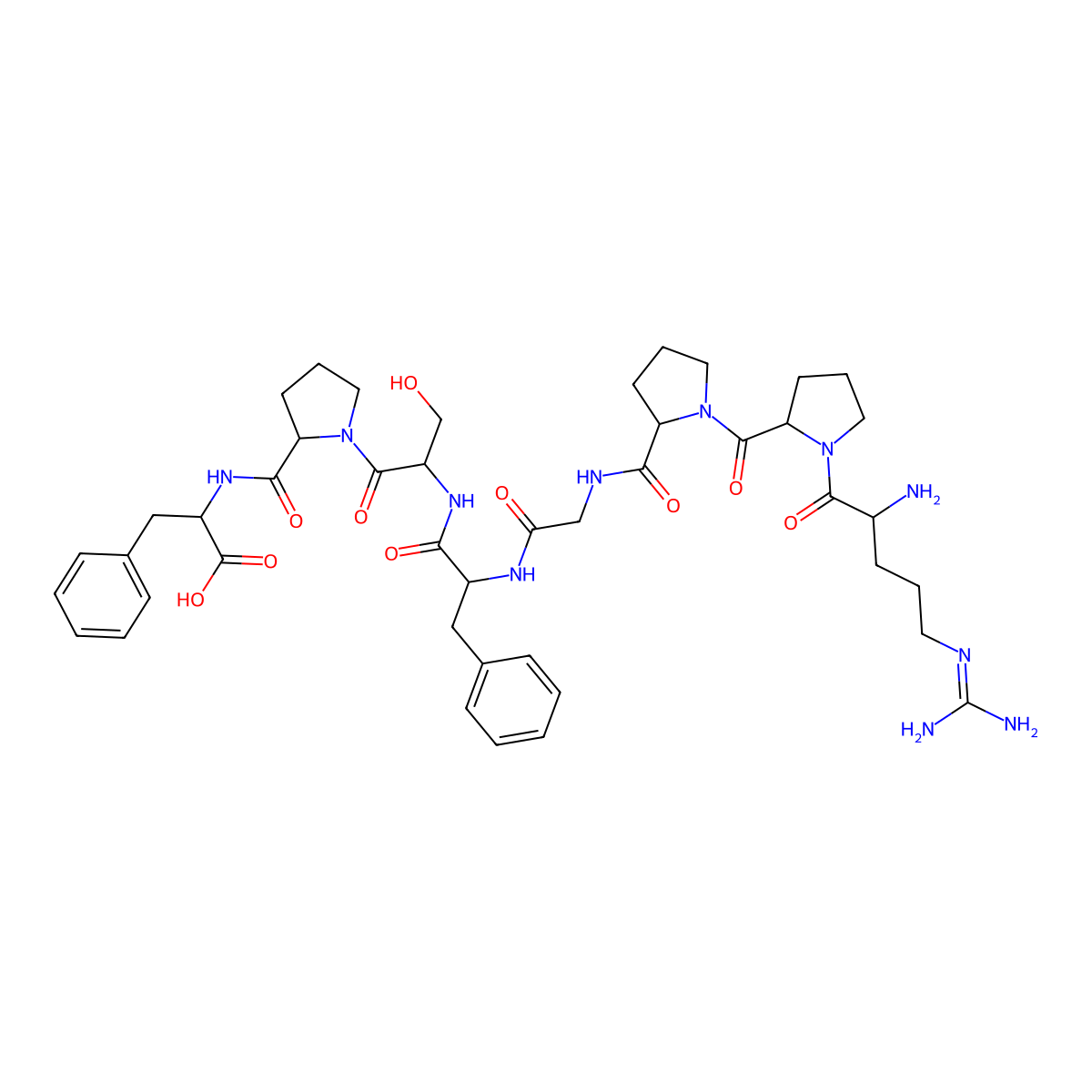 bradykinin, des-Arg(9)- molecular structure, CAS 15958-92-6