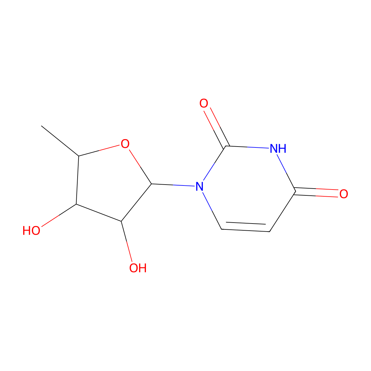 5'-Deoxyuridine molecular structure, CAS 15958-99-3