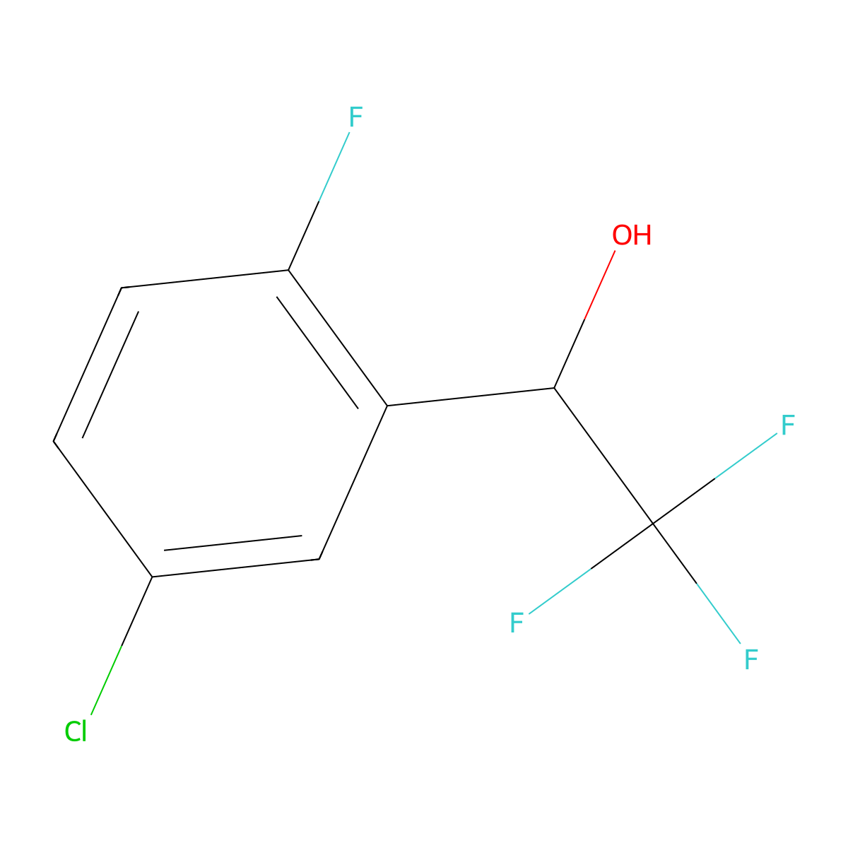 1-(5-Chloro-2-fluorophenyl)-2,2,2-trifluoroethan-1-ol molecular structure, CAS 1595810-73-3