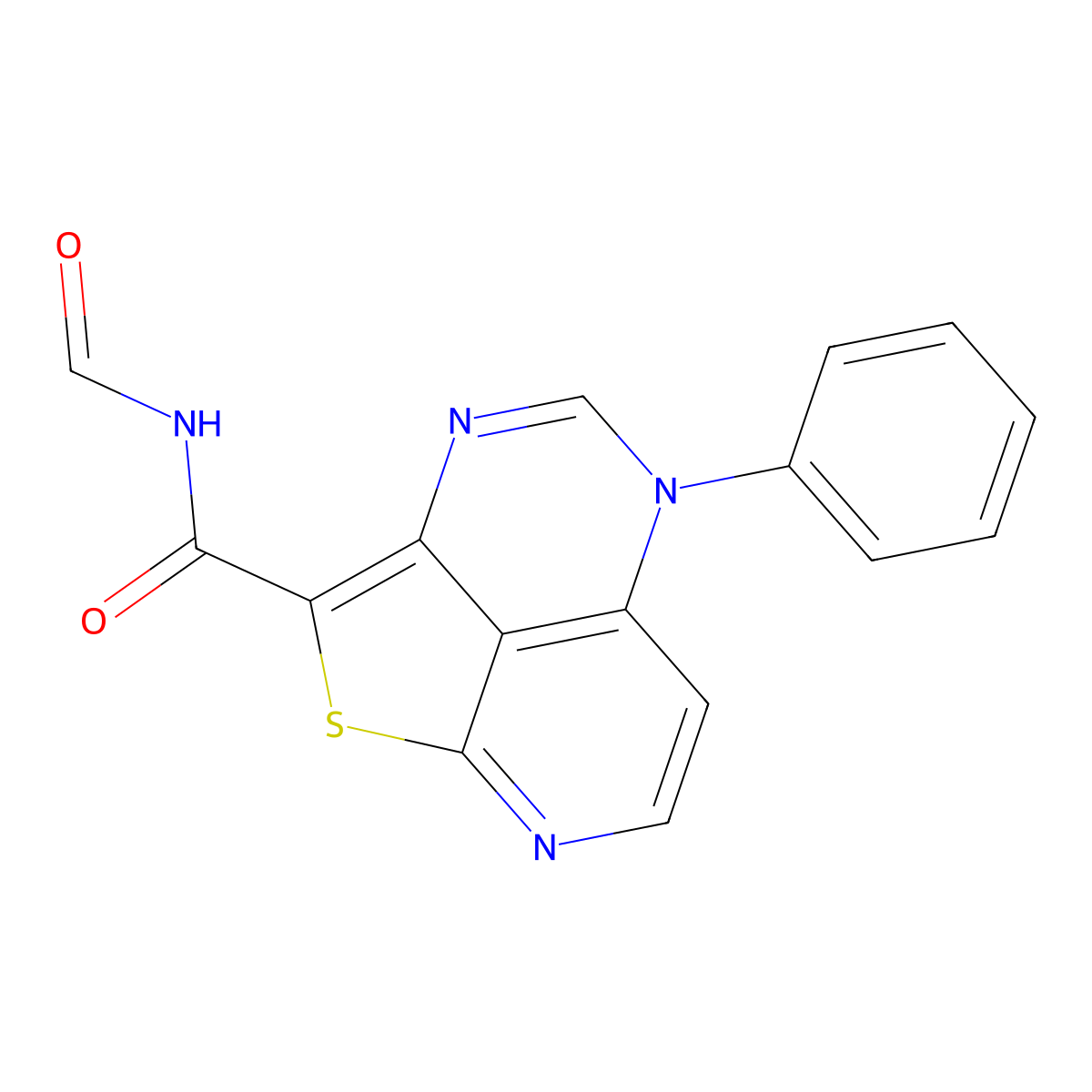 N-formyl-5-phenyl-5H-1-thia-3,5,8-triazaacenaphthylene-2-carboxamide molecular structure, CAS 159583-10-5