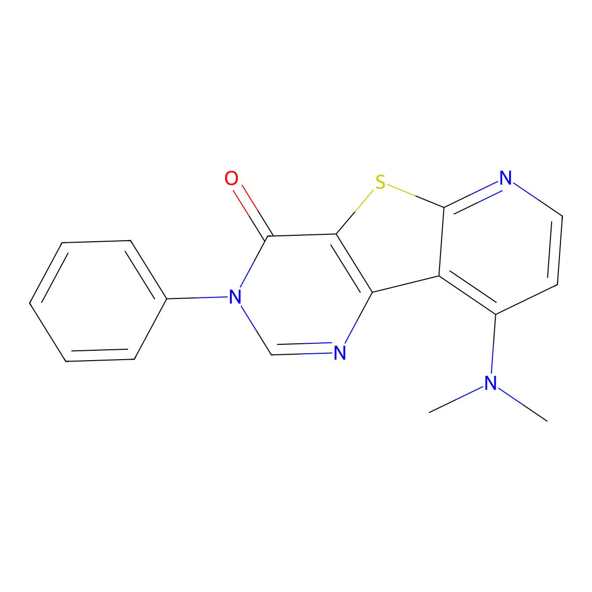 9-(dimethylamino)-3-phenylpyrido[3',2':4,5]thieno[3,2-d]pyrimidin-4(3H)-one molecular structure, CAS 159583-13-8