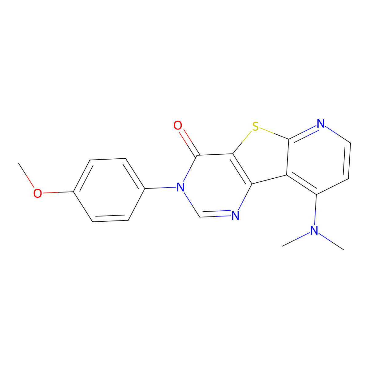 9-(Dimethylamino)-3-(4-methoxyphenyl)-4-pyrido[1,2]thieno[3,4-d]pyrimidinone molecular structure, CAS 159583-16-1