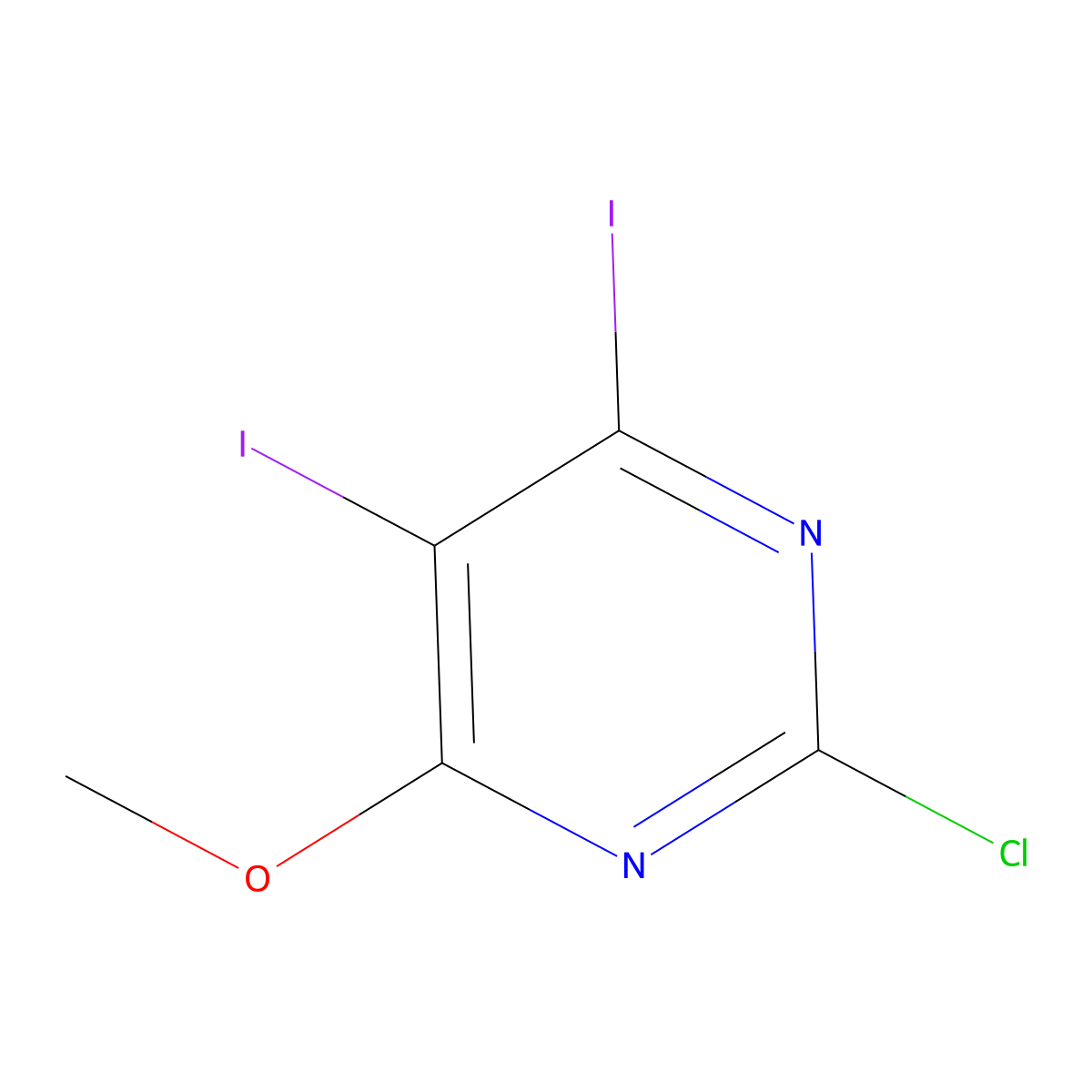 2-Chloro-4,5-diiodo-6-methoxypyrimidine molecular structure, CAS 159585-09-8