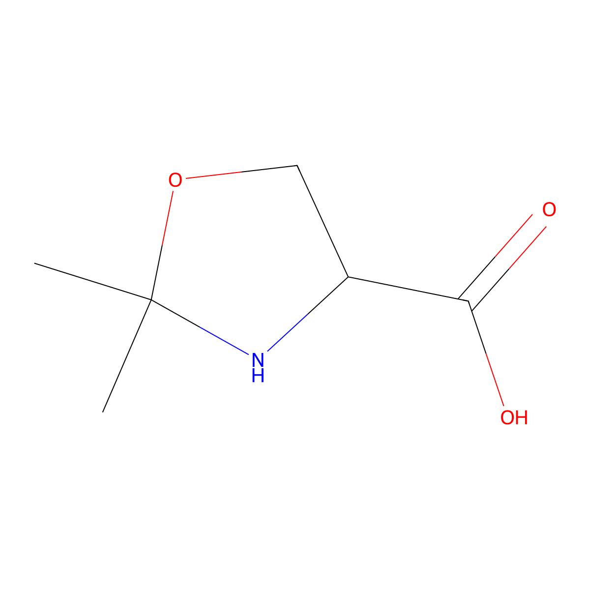 (4S)-2,2-Dimethyl-1,3-oxazolidine-4-carboxylic acid molecular structure, CAS 159585-65-6