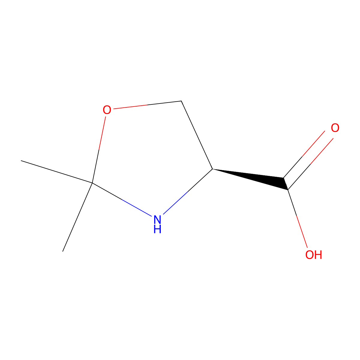 (4S)-2,2-Dimethyl-1,3-oxazolidine-4-carboxylic acid molecular structure, CAS 159585-65-6