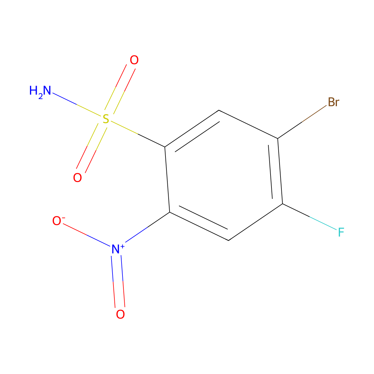 5-Bromo-4-fluoro-2-nitrobenzene-1-sulfonamide molecular structure, CAS 1595854-55-9