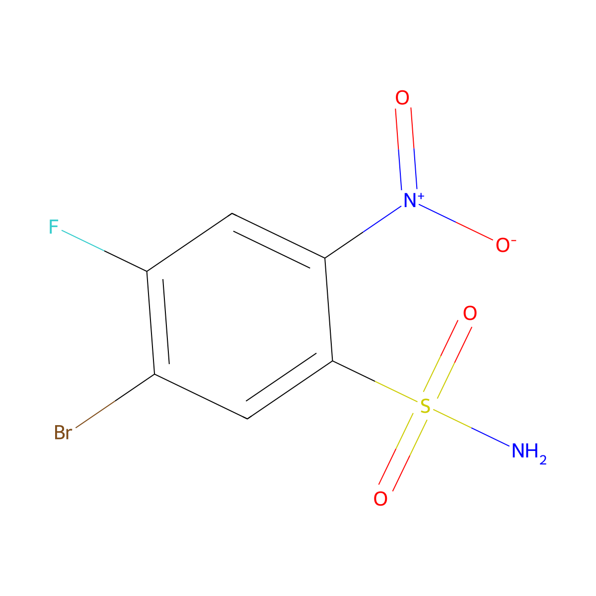 5-Bromo-4-fluoro-2-nitrobenzene-1-sulfonamide molecular structure, CAS 1595854-55-9