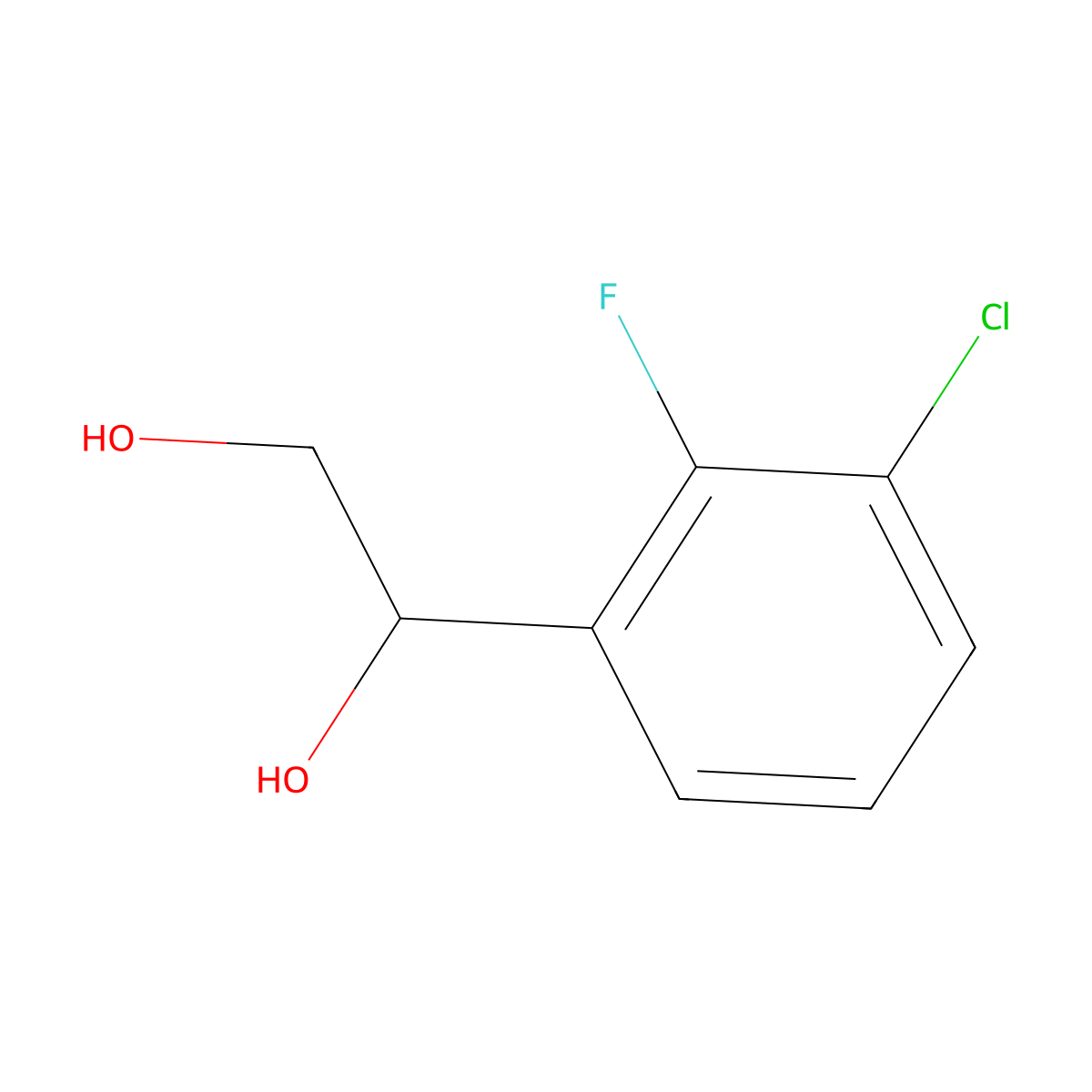 1-(3-Chloro-2-fluorophenyl)ethane-1,2-diol molecular structure, CAS 1595859-98-5