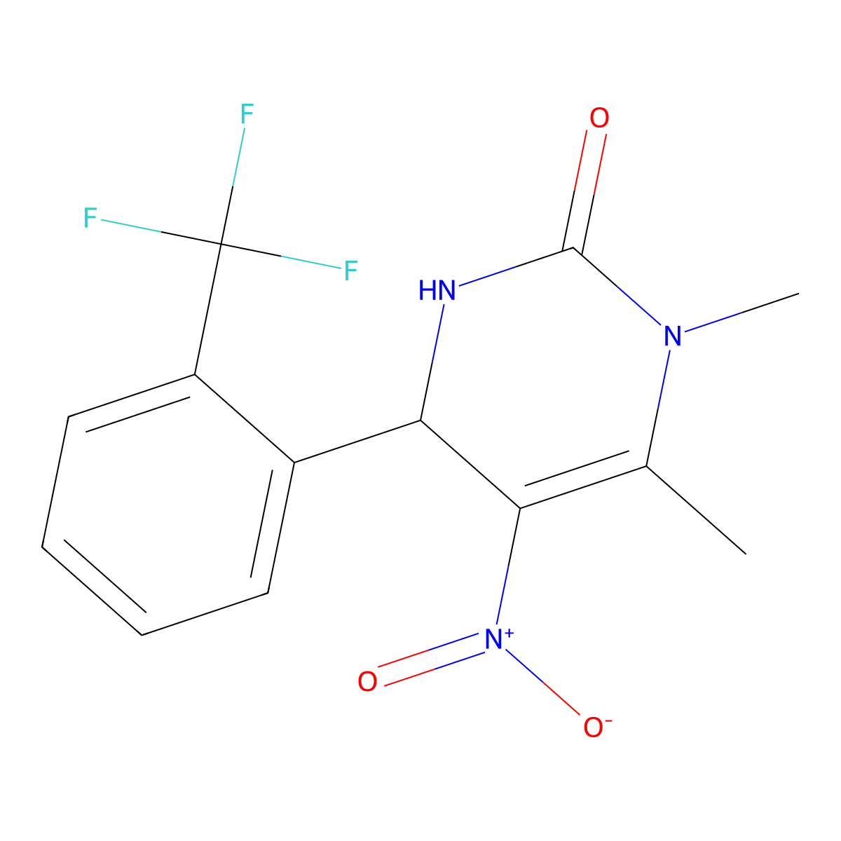 3,4-Dimethyl-5-nitro-6-[2-(trifluoromethyl)phenyl]-1,6-dihydropyrimidin-2-one molecular structure, CAS 159587-46-9