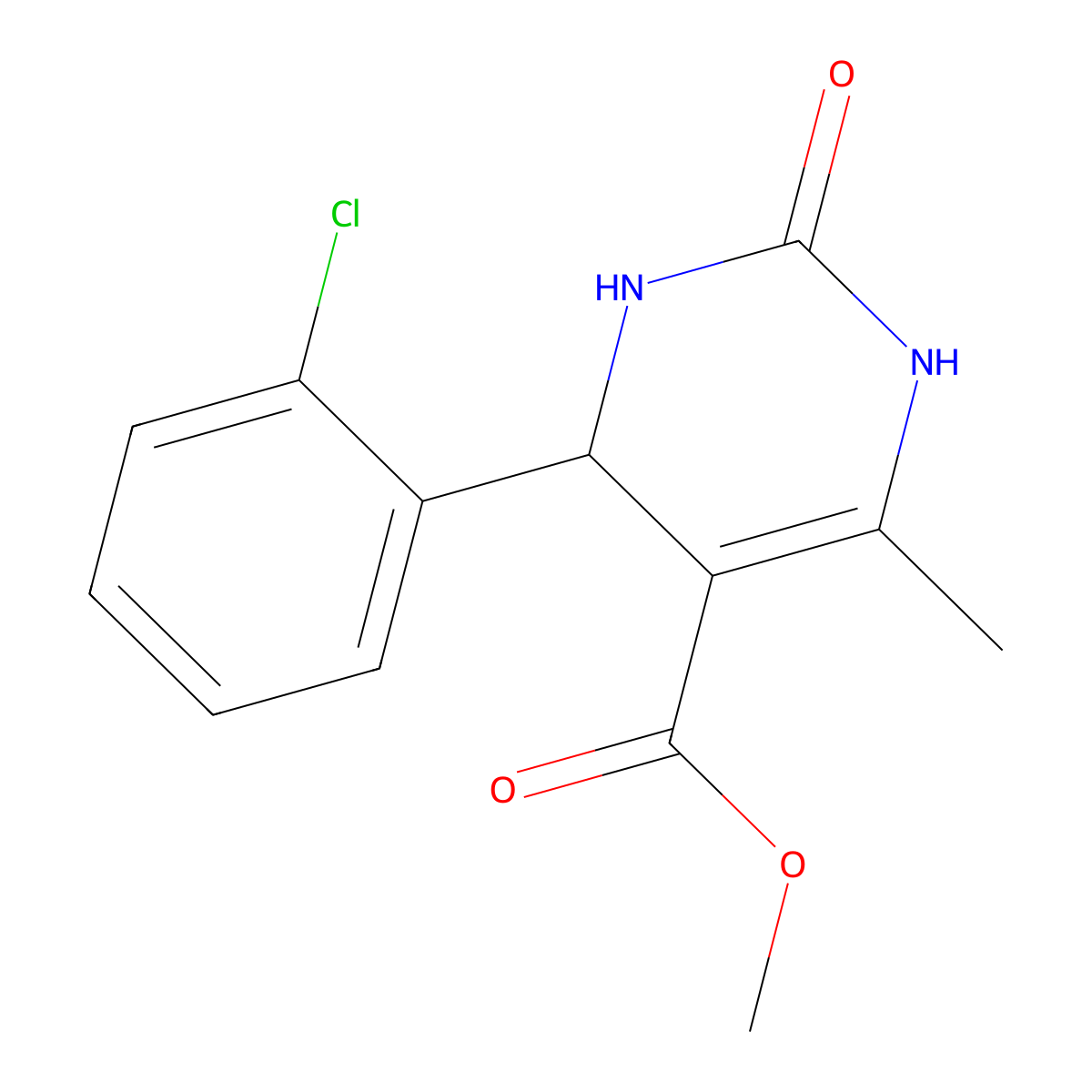 Methyl 4-(2-chlorophenyl)-6-methyl-2-oxo-1,2,3,4-tetrahydropyrimidine-5-carboxylate molecular structure, CAS 159587-52-7