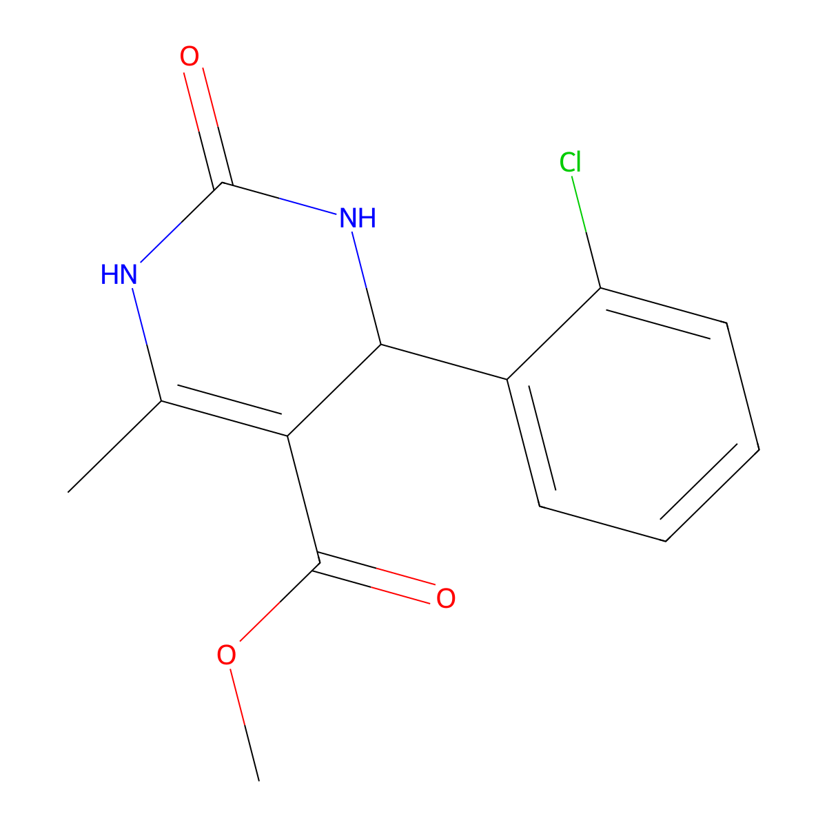 Methyl 4-(2-chlorophenyl)-6-methyl-2-oxo-1,2,3,4-tetrahydropyrimidine-5-carboxylate molecular structure, CAS 159587-52-7