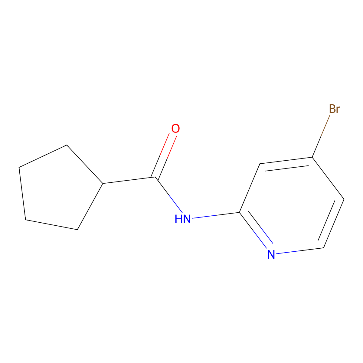 N-(4-Bromopyridin-2-yl)cyclopentanecarboxamide molecular structure, CAS 1595873-60-1