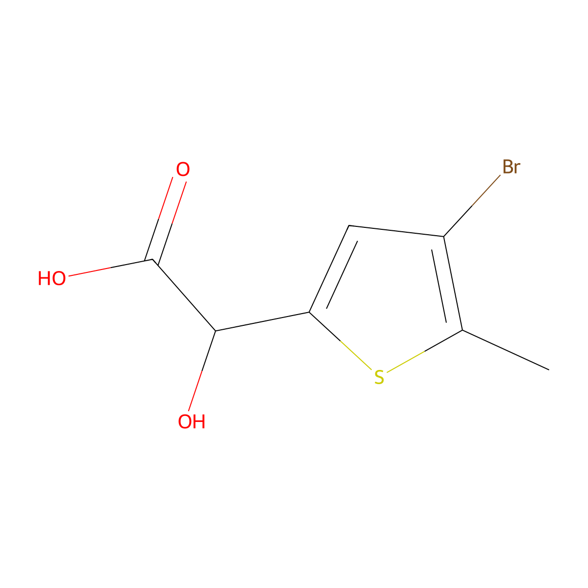 2-(4-Bromo-5-methylthiophen-2-yl)-2-hydroxyacetic acid molecular structure, CAS 1595878-41-3
