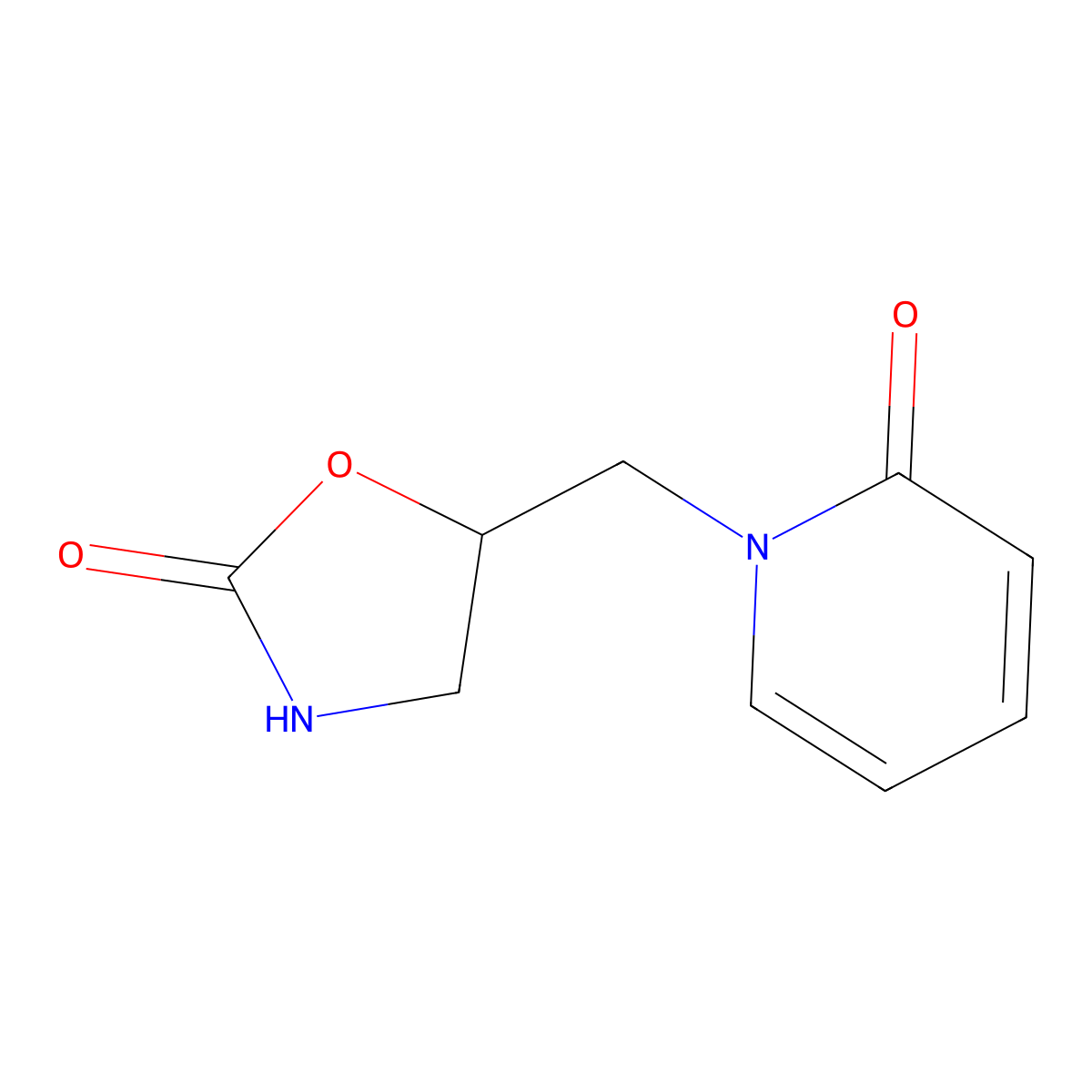 5-((2-oxopyridin-1(2H)-yl)methyl)oxazolidin-2-one molecular structure, CAS 1595885-54-3