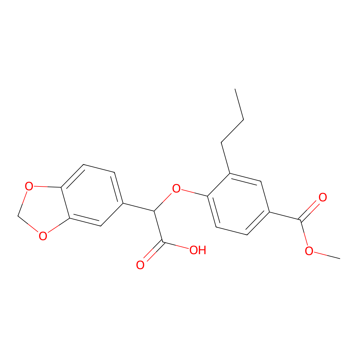 2-(Benzo[d][1,3]dioxol-5-yl)-2-(4-(methoxycarbonyl)-2-propylphenoxy)acetic acid molecular structure, CAS 159590-92-8