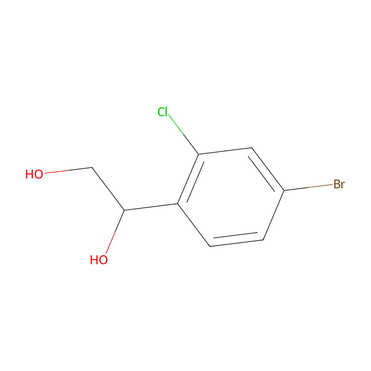 1-(4-Bromo-2-chlorophenyl)ethane-1,2-diol molecular structure, CAS 1595927-96-0