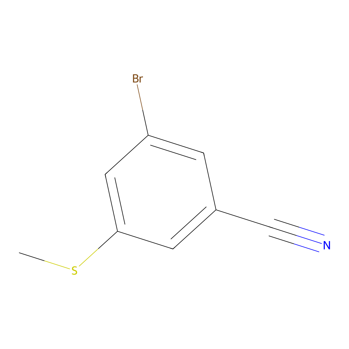 3-Bromo-5-(methylsulfanyl)benzonitrile molecular structure, CAS 1595930-26-9
