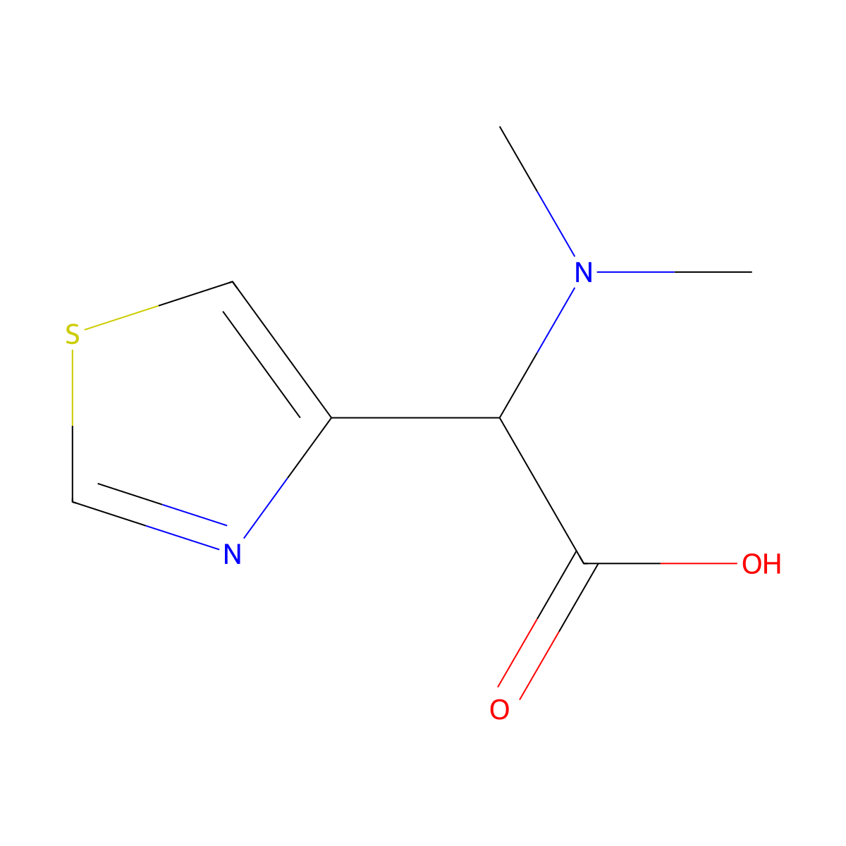 2-(Dimethylamino)-2-(1,3-thiazol-4-yl)acetic acid molecular structure, CAS 1595934-33-0
