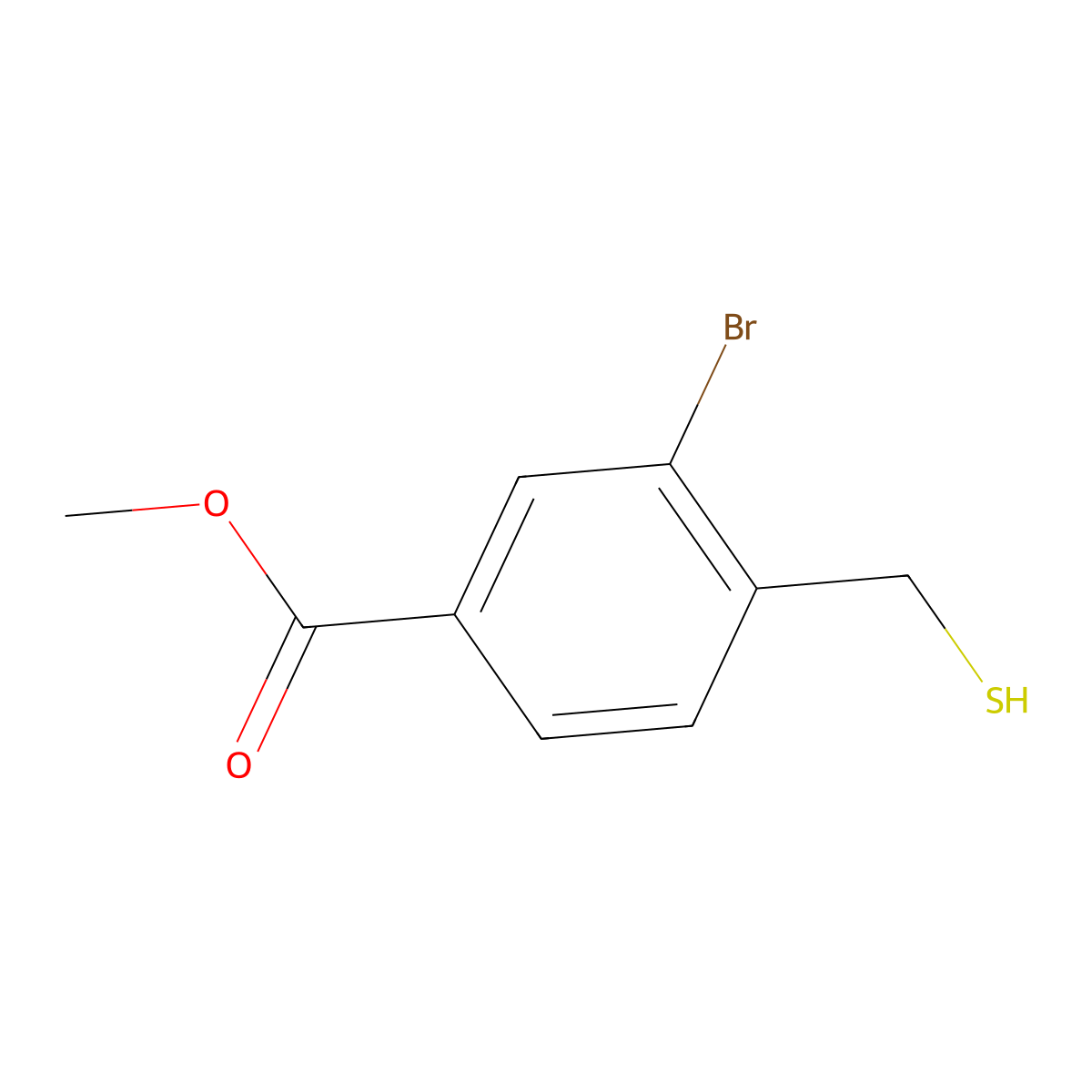 Methyl 3-bromo-4-(sulfanylmethyl)benzoate molecular structure, CAS 1595968-47-0