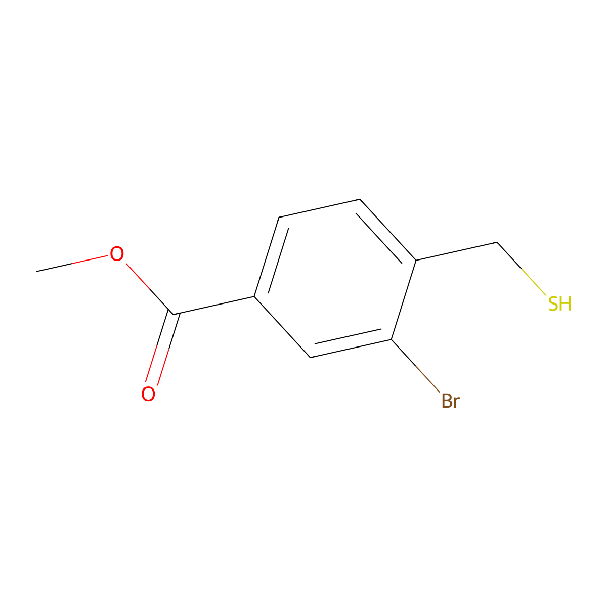 Methyl 3-bromo-4-(sulfanylmethyl)benzoate molecular structure, CAS 1595968-47-0