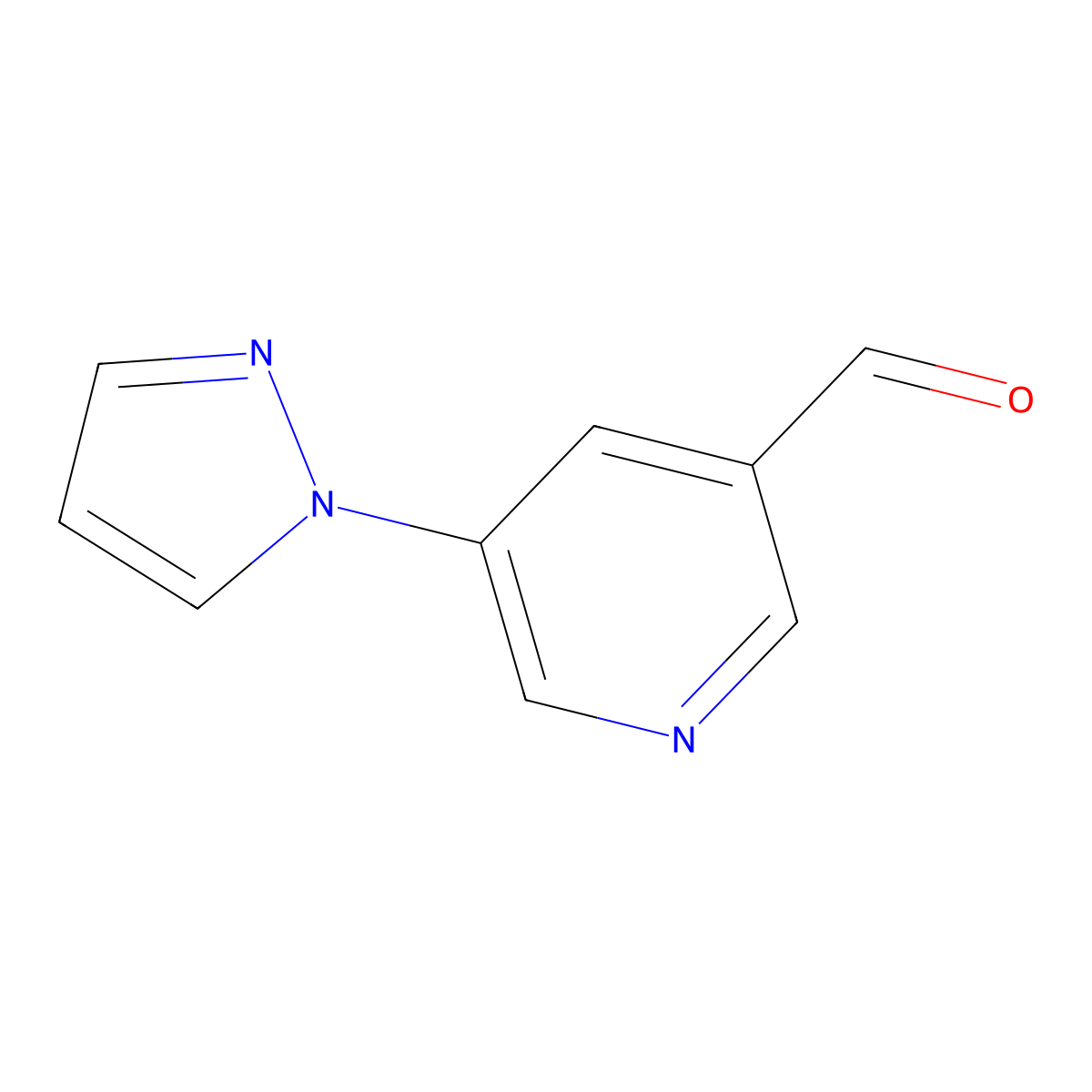 5-(1H-Pyrazol-1-yl)pyridine-3-carbaldehyde molecular structure, CAS 1595983-50-8