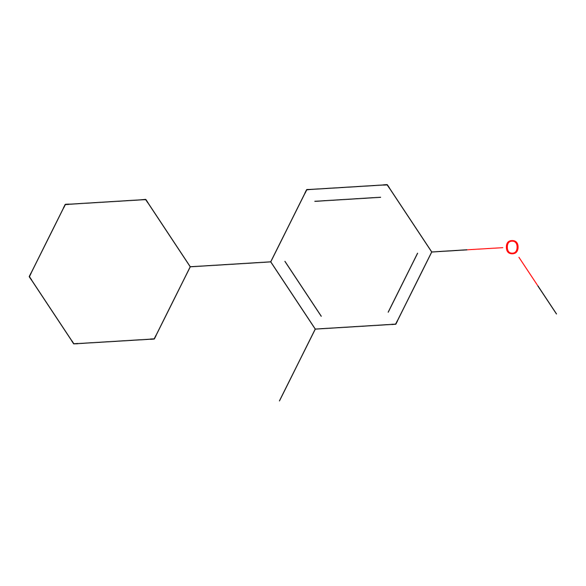 1-Cyclohexyl-4-methoxy-2-methylbenzene molecular structure, CAS 1596-15-2