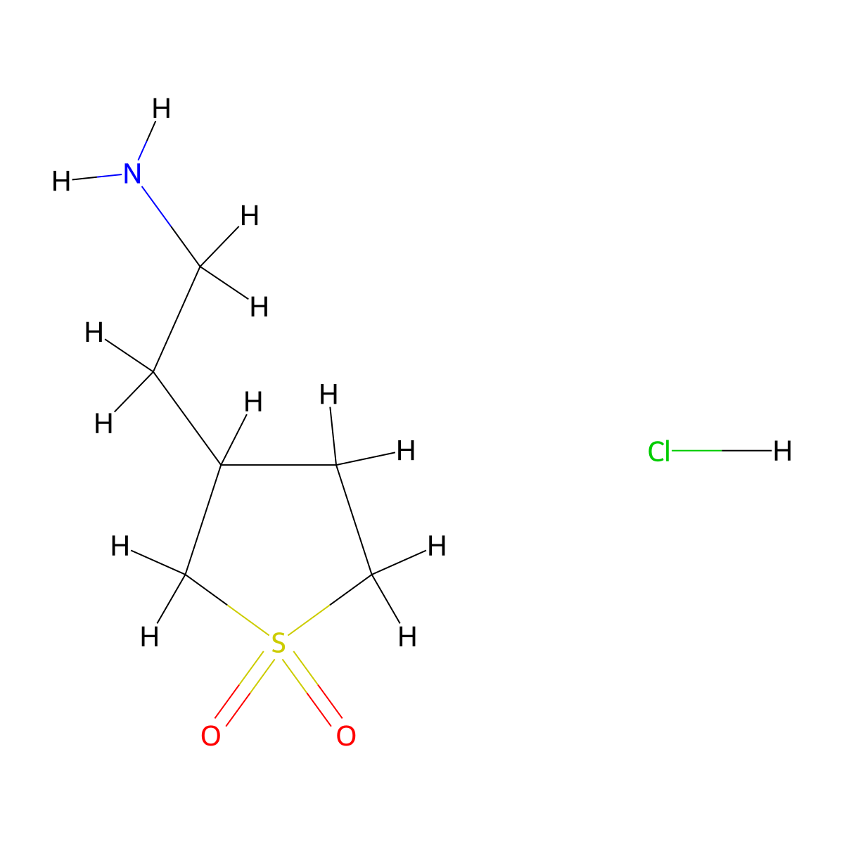 3-(2-Aminoethyl)-1lambda6-thiolane-1,1-dione hydrochloride molecular structure, CAS 1596-47-0