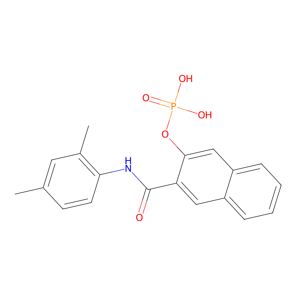 N-(2,4-Dimethylphenyl)-3-(phosphonooxy)-2-naphthalenecarboxamide molecular structure, CAS 1596-56-1