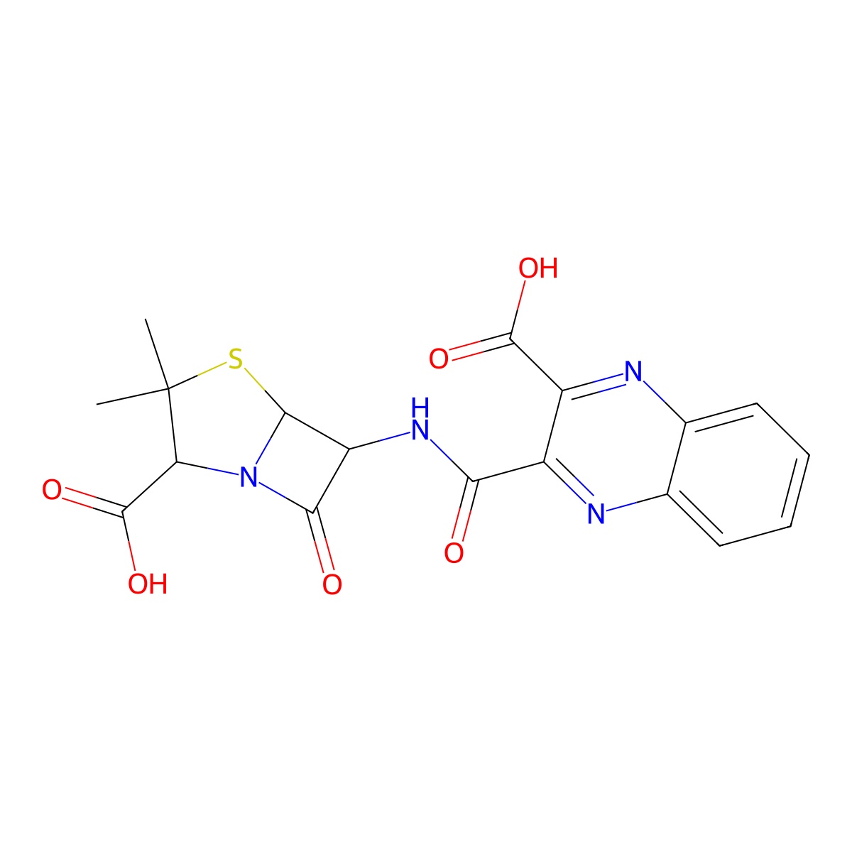 Quinacillin molecular structure, CAS 1596-63-0