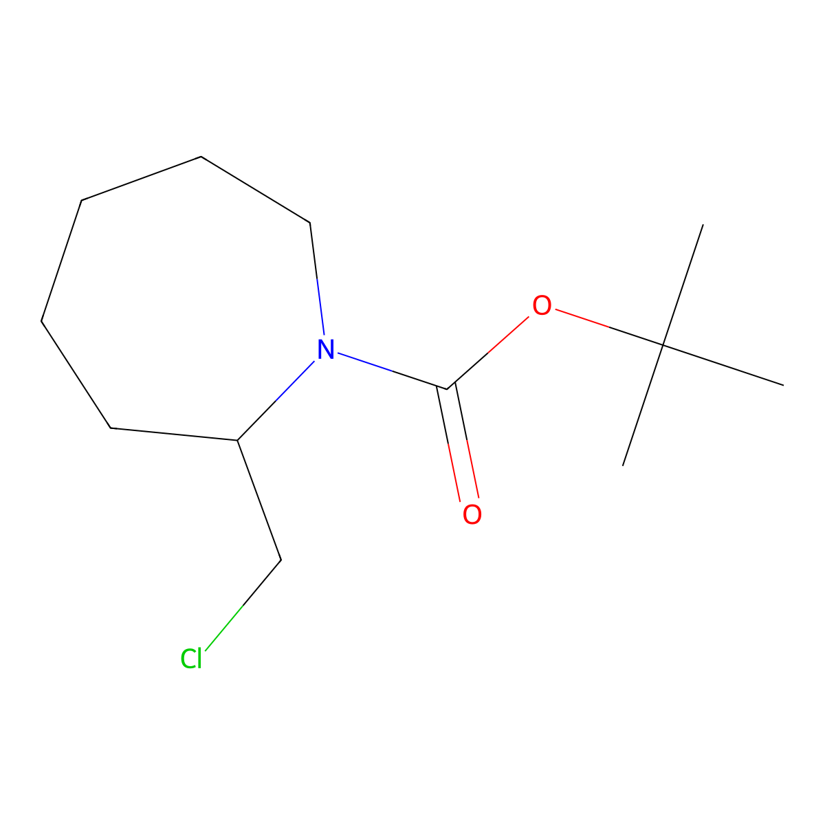Tert-butyl 2-(chloromethyl)azepane-1-carboxylate molecular structure, CAS 1596024-13-3