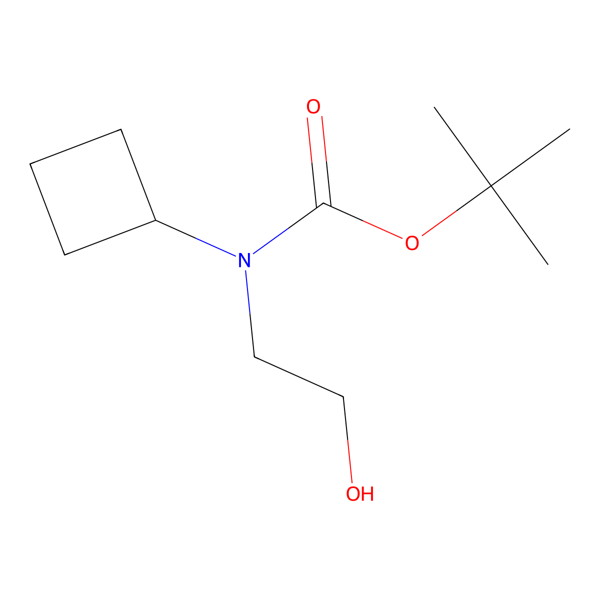 Tert-butyl n-cyclobutyl-n-(2-hydroxyethyl)carbamate molecular structure, CAS 1596068-76-6