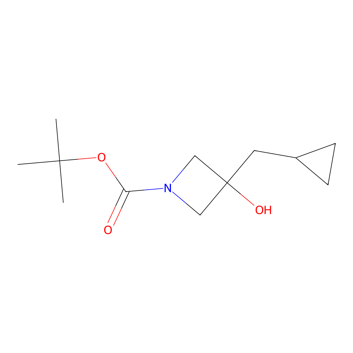 Tert-butyl 3-(cyclopropylmethyl)-3-hydroxyazetidine-1-carboxylate molecular structure, CAS 1596076-75-3