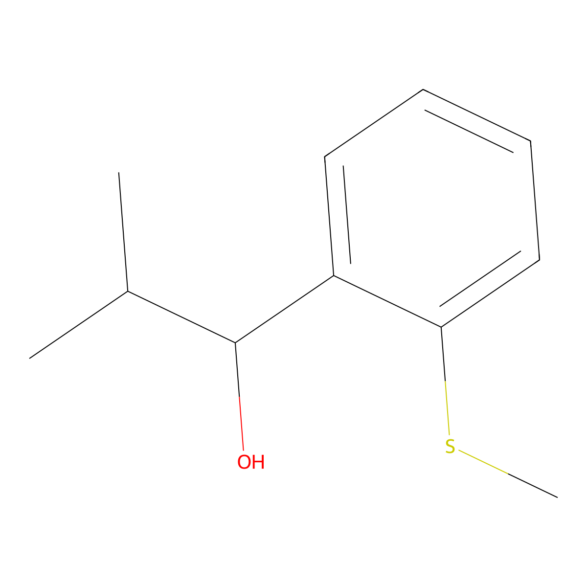 2-Methyl-1-(2-(methylthio)phenyl)propan-1-ol molecular structure, CAS 1596079-80-9