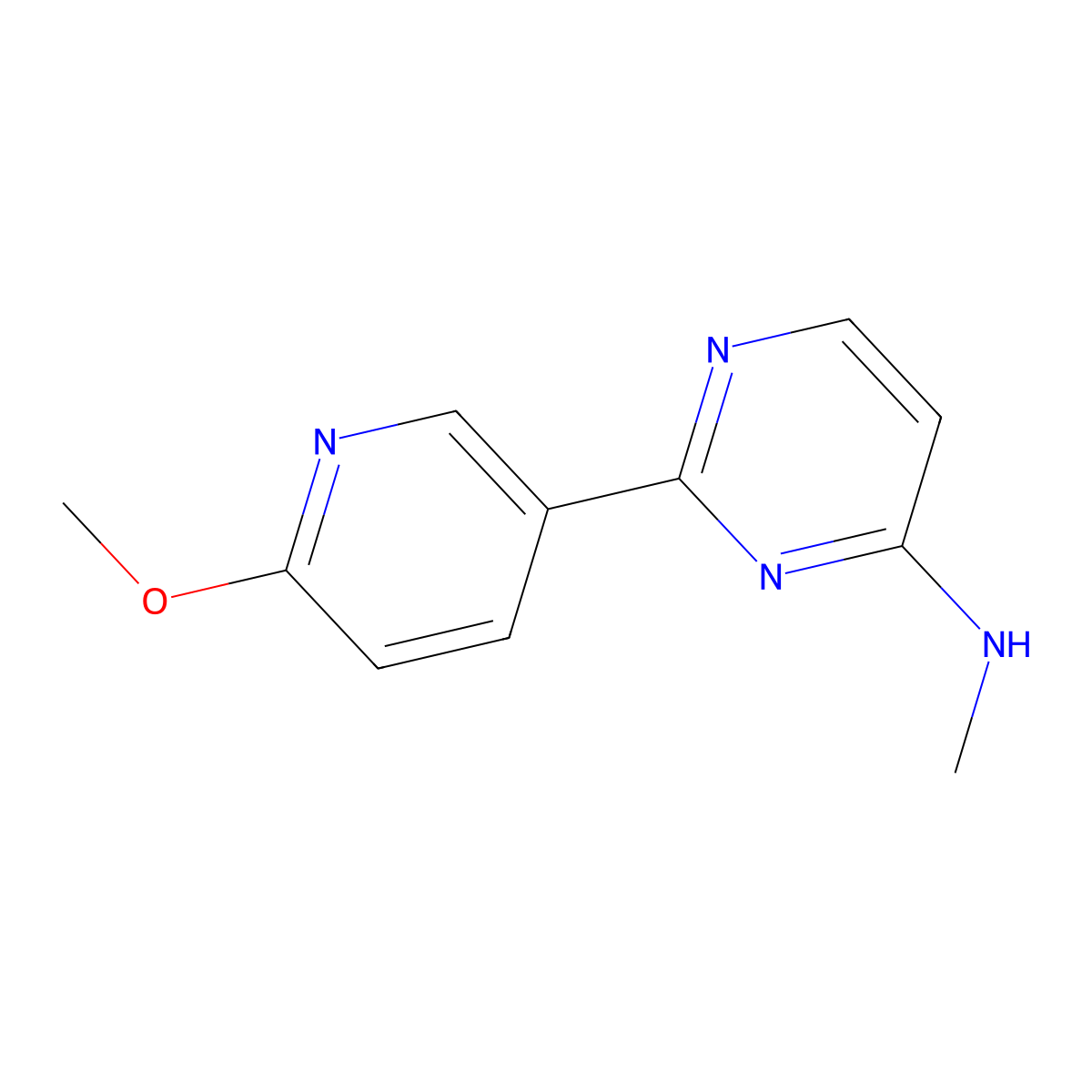 2-(6-Methoxy-3-pyridinyl)-N-methyl-4-pyrimidinamine molecular structure, CAS 1596083-34-9