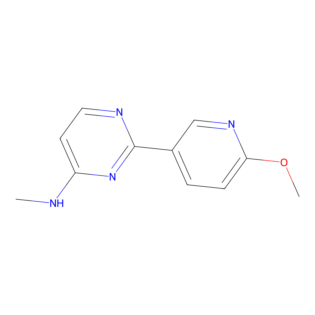 2-(6-Methoxy-3-pyridinyl)-N-methyl-4-pyrimidinamine molecular structure, CAS 1596083-34-9