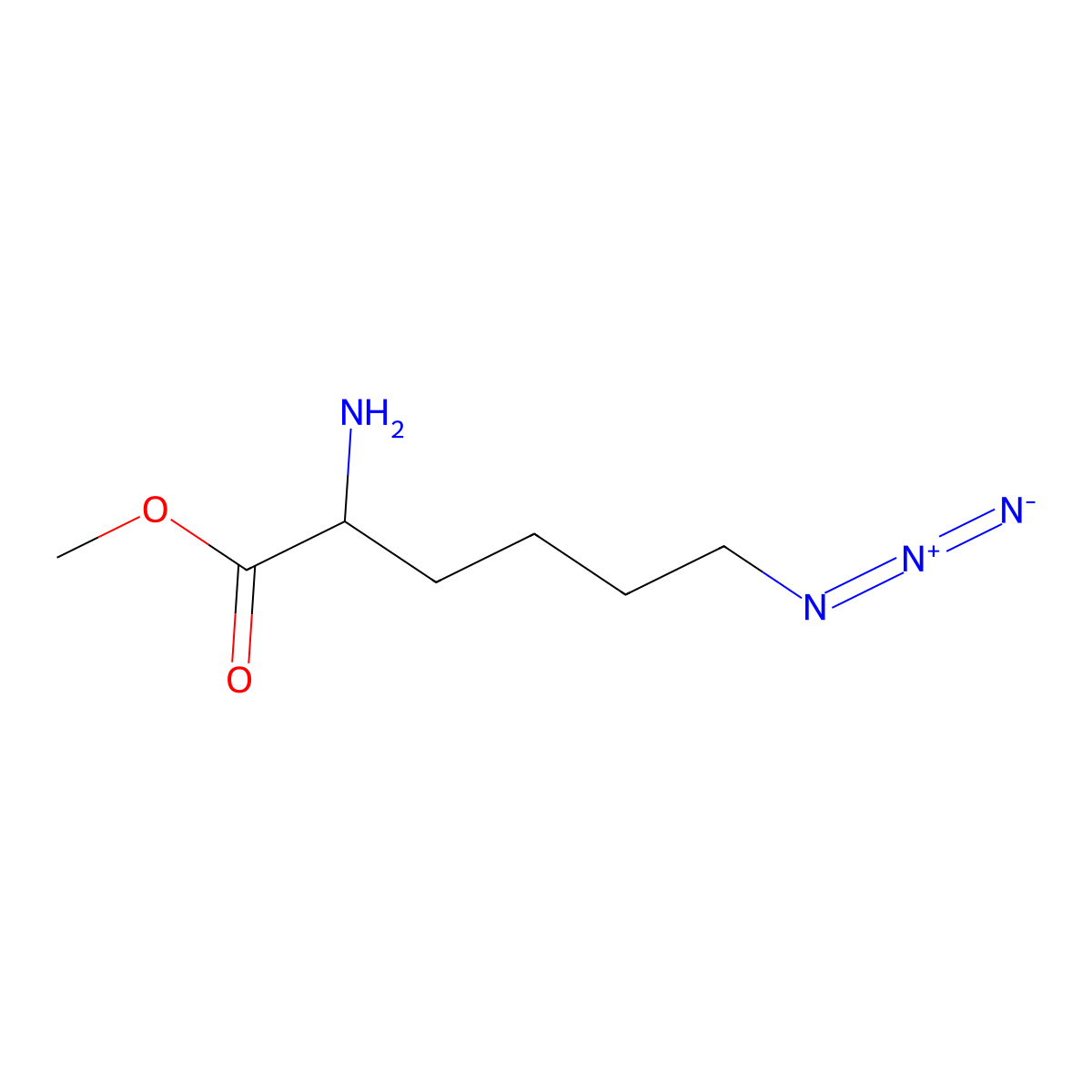 methyl (2S)-2-amino-6-azidohexanoate molecular structure, CAS 159610-91-0