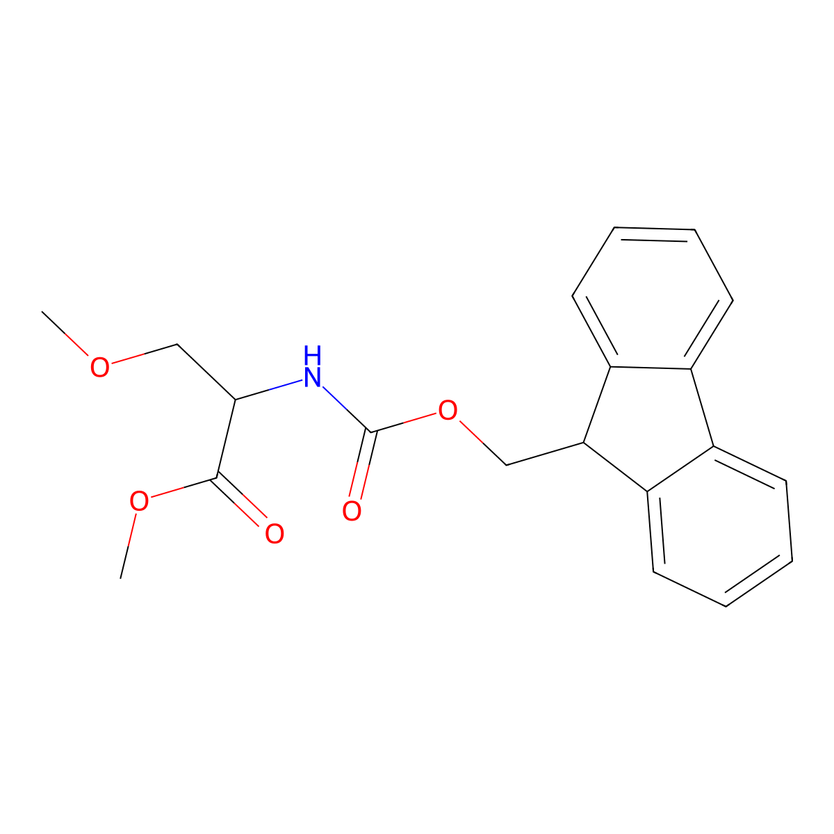 Methyl N-(((9H-fluoren-9-yl)methoxy)carbonyl)-O-methyl-L-serinate molecular structure, CAS 159610-95-4
