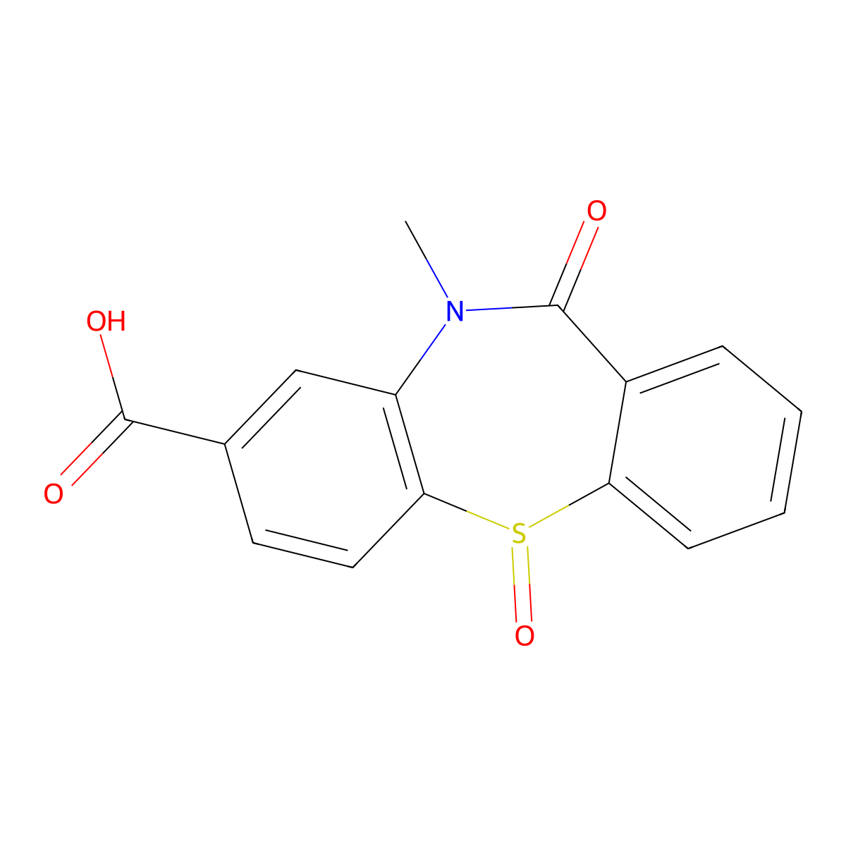 (S)-10-Methyl-11-oxo-10,11-dihydrodibenzo[b,f][1,4]thiazepine-8-carboxylic acid 5-oxide molecular structure, CAS 1596117-80-4