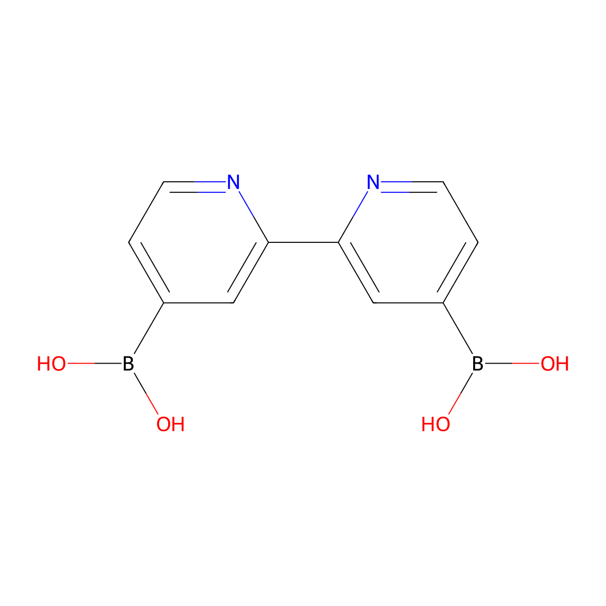 [2,2'-Bipyridine]-4,4'-diyldiboronic acid molecular structure, CAS 159614-36-5