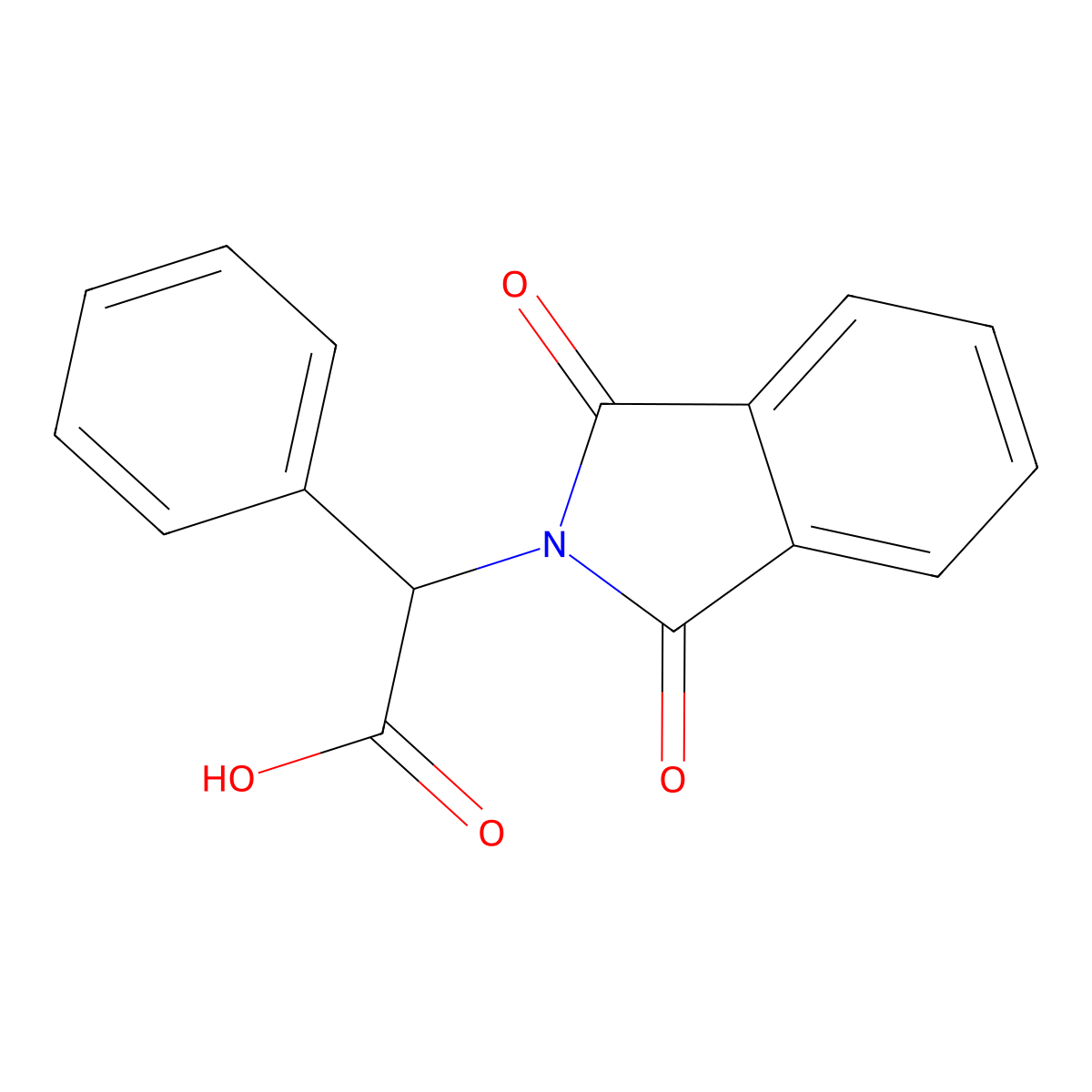 (R)-2-(1,3-Dioxo-2-isoindolinyl)-2-phenylacetic Acid molecular structure, CAS 15962-42-2