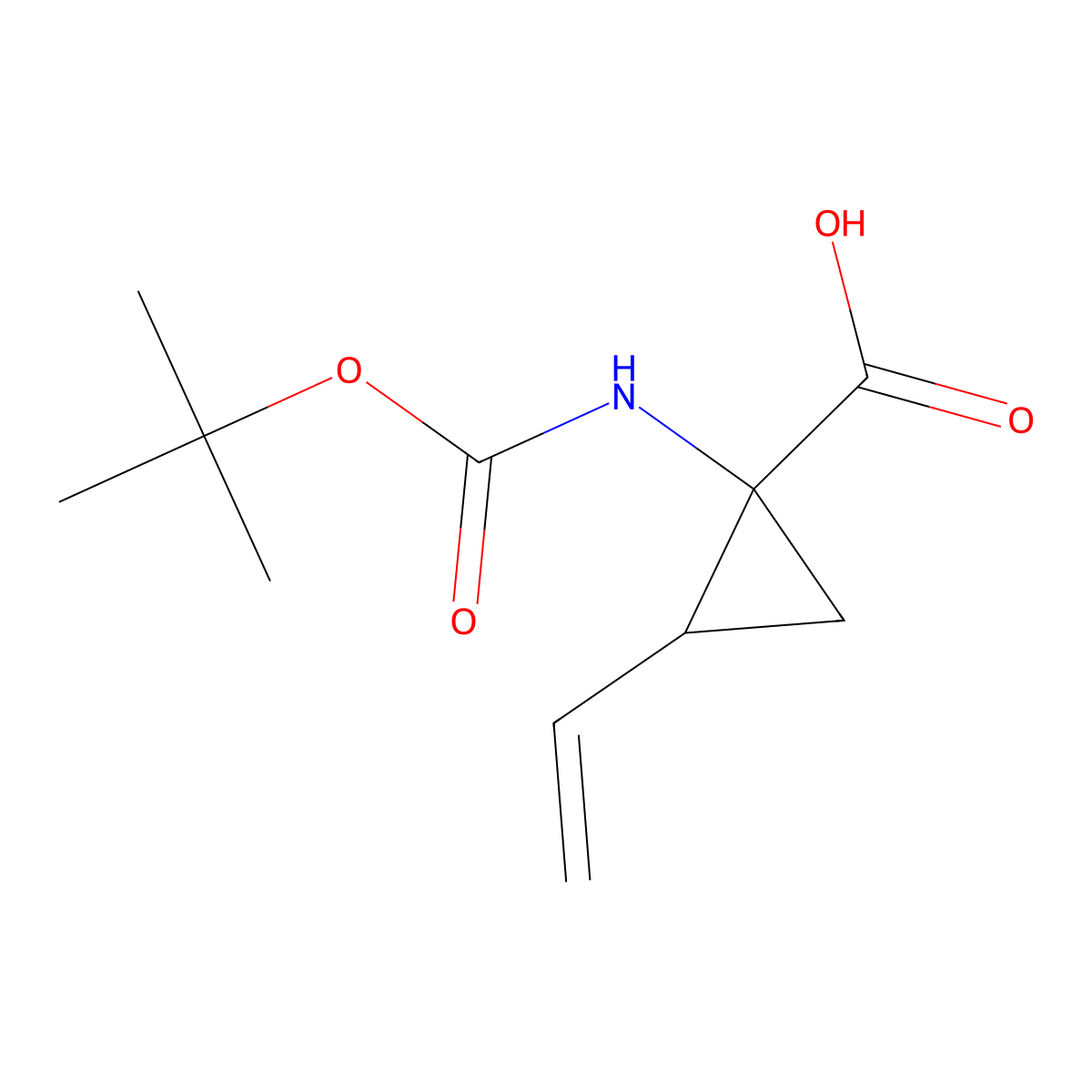 (1R,2S)-1-(((1,1-Dimethylethoxy)carbonyl)amino)-2-ethenylcyclopropanecarboxylic acid molecular structure, CAS 159622-10-3