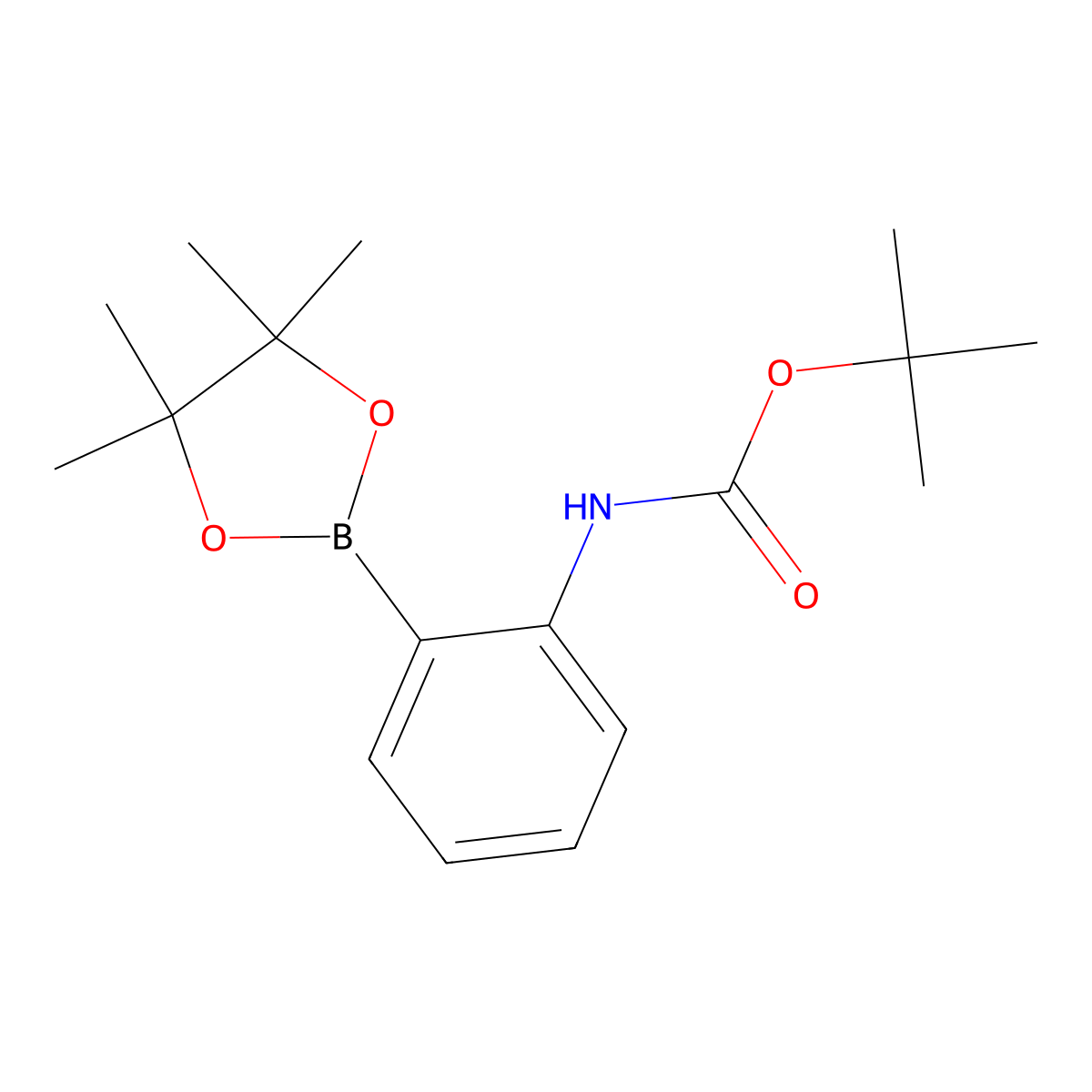 tert-Butyl (2-(4,4,5,5-tetramethyl-1,3,2-dioxaborolan-2-yl)phenyl)carbamate molecular structure, CAS 159624-15-4
