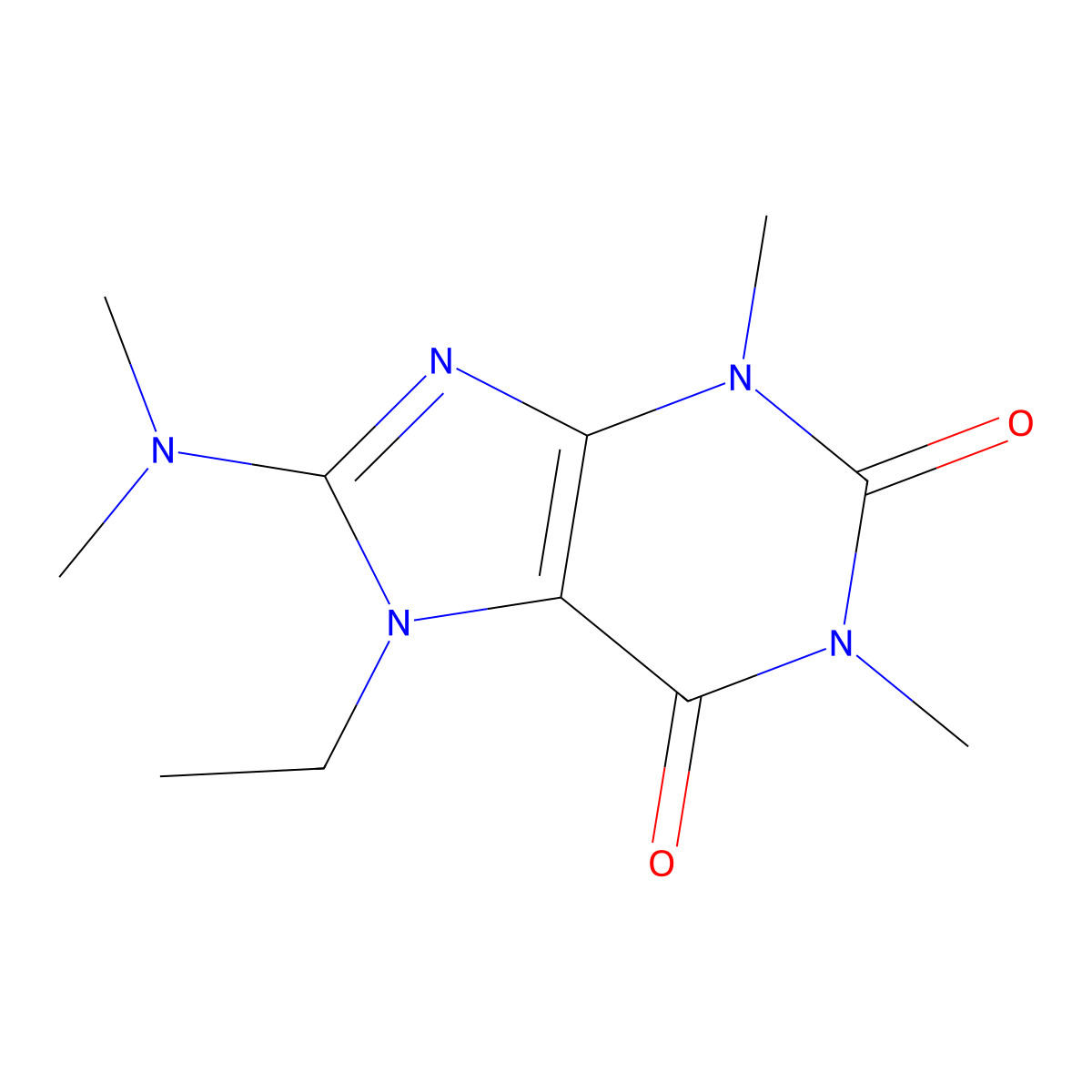8-(dimethylamino)-7-ethyl-1,3-dimethyl-1H-purine-2,6(3H,7H)-dione molecular structure, CAS 159626-53-6