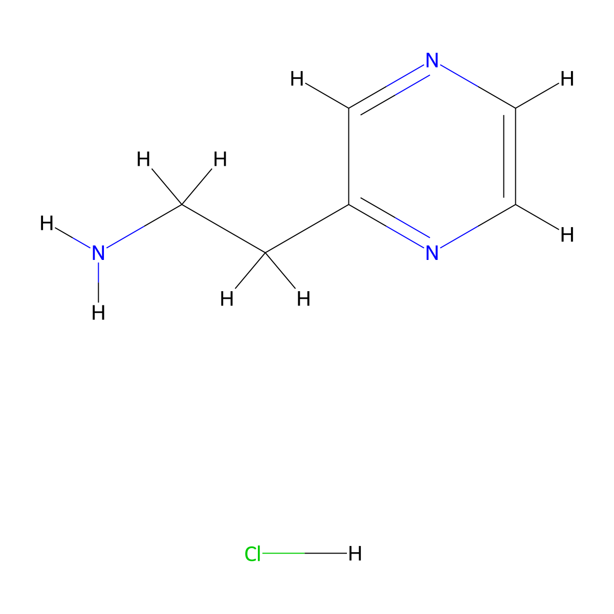 2-Pyrazin-2-yl-ethylamine hydrochloride molecular structure, CAS 159630-86-1