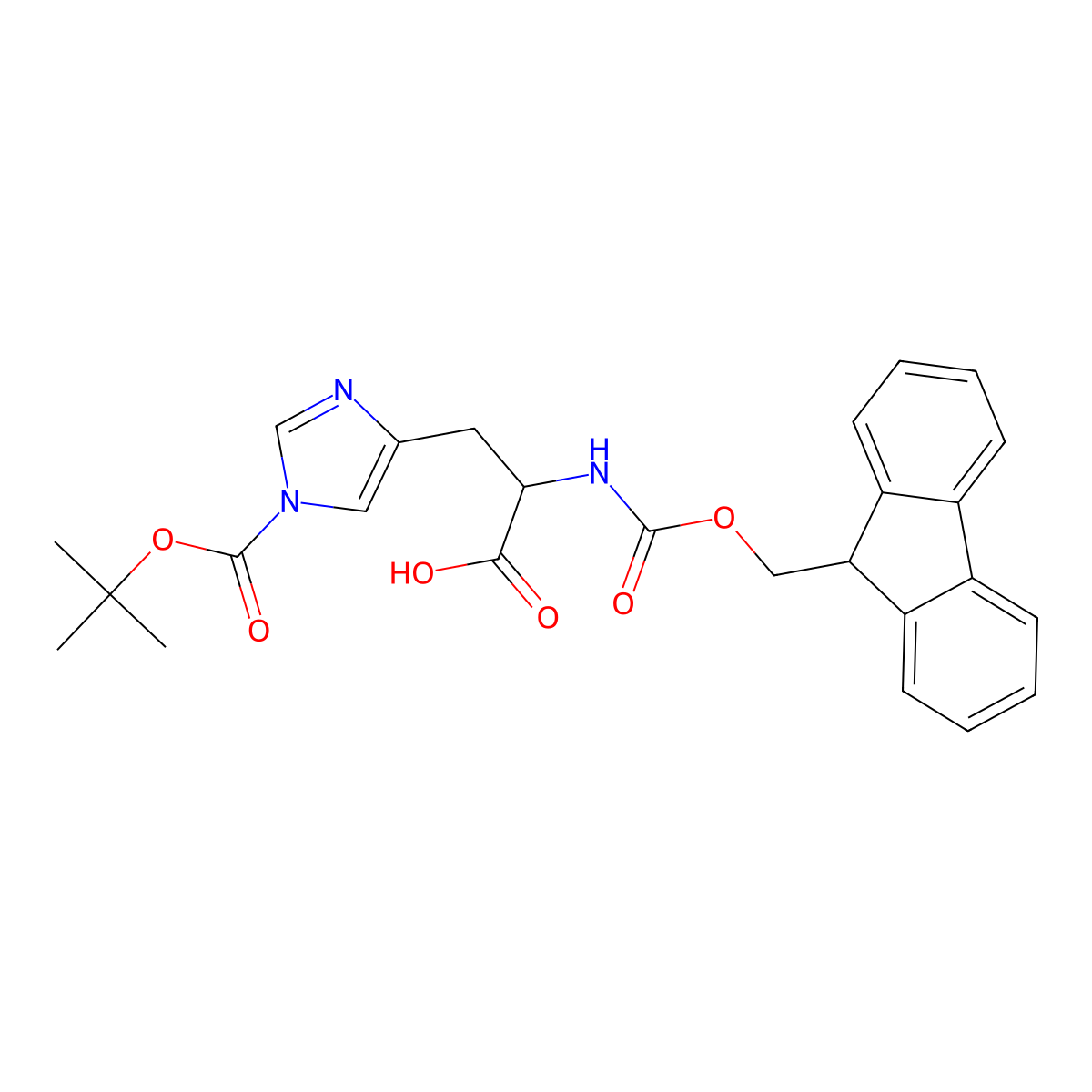 Fmoc-D-His(Boc)-OH molecular structure, CAS 159631-28-4