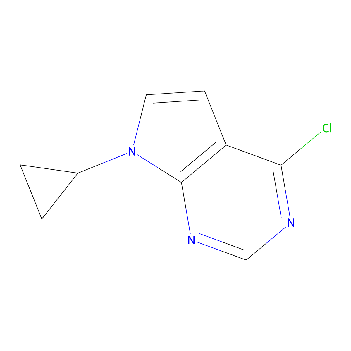 4-chloro-7-cyclopropyl-7H-pyrrolo[2,3-d]pyrimidine molecular structure, CAS 1596337-28-8