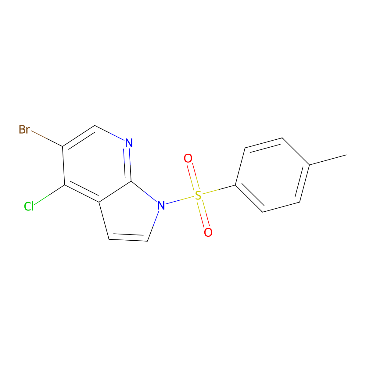 5-Bromo-4-chloro-1-tosyl-1H-pyrrolo[2,3-b]pyridine molecular structure, CAS 1596337-81-3